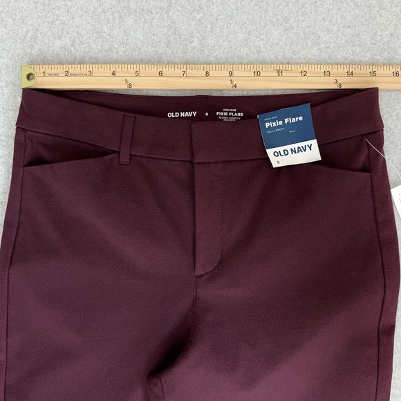Old Navy Pants Womens Size 8 Pixie Flare High Waisted Burgundy Red Purple NWT - Picture 10 of 14